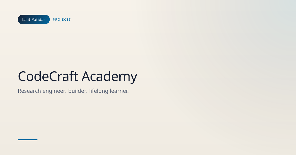 CodeCraft Academy | Lalit Patidar
